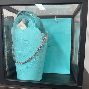 Tiffany & Co. Blue Leather Shoulder Bag with Chain